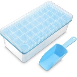 Ice Cube Tray With Lid and Bin - Silicone Ice Tray For Freezer | Comes with Ice